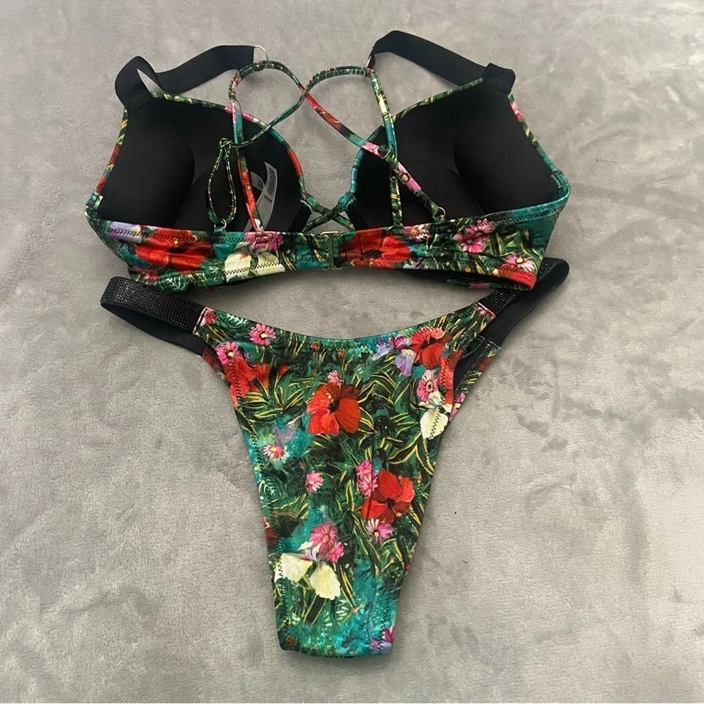 New! SET Victoria’s Secret bombshell tropical shine strap bikini 4752